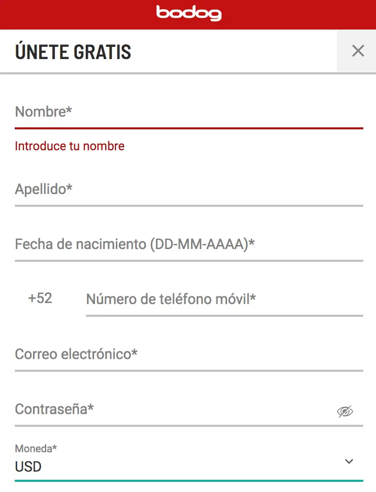 Registro en Bodog Registro Bodog