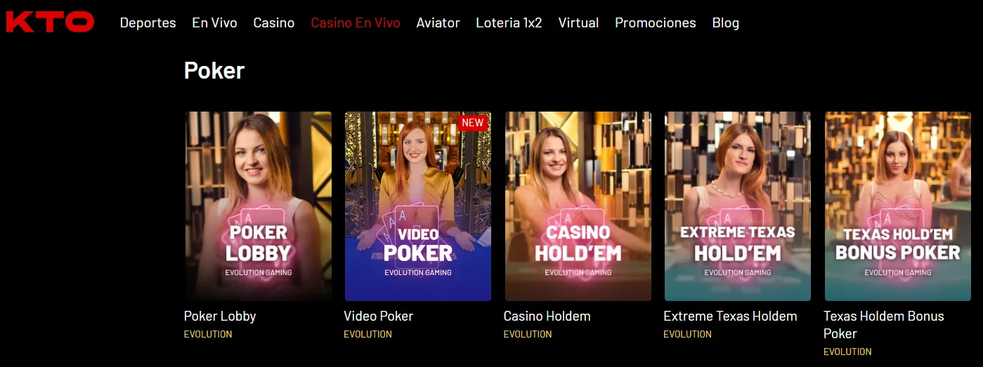 Póker en vivo en KTO combinaciones poker kto vivo