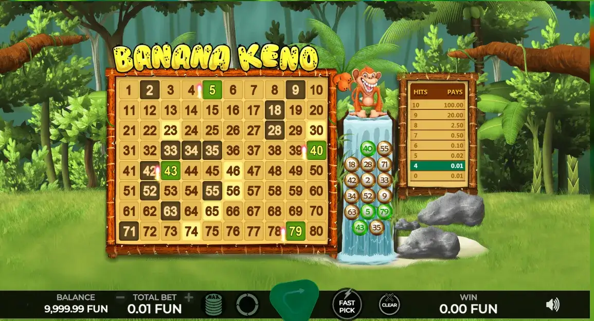 Tablero de keno de Caleta jugar keno casinos online